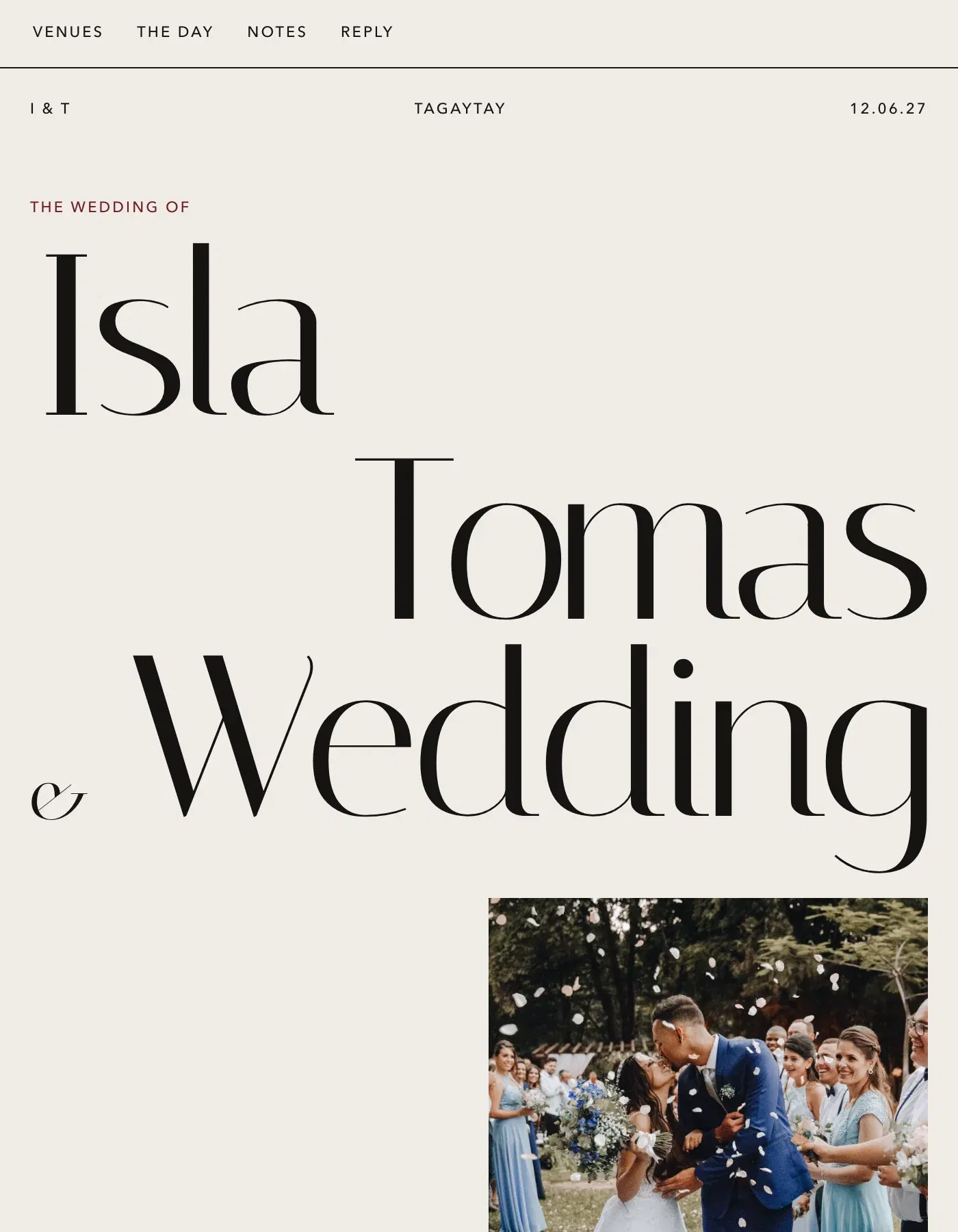 The Maison wedding invitation template, as a live sample