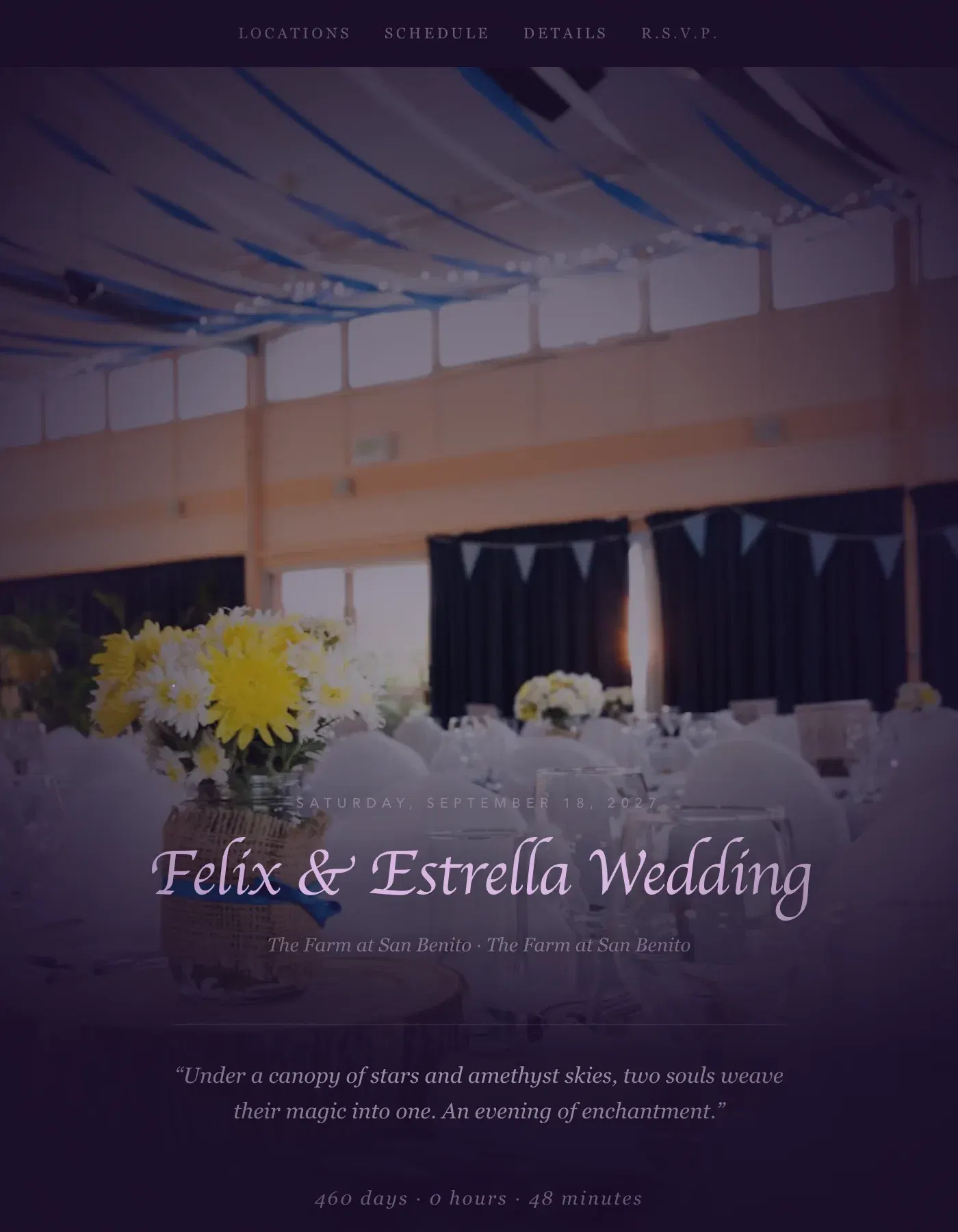 The Magical wedding invitation template, as a live sample